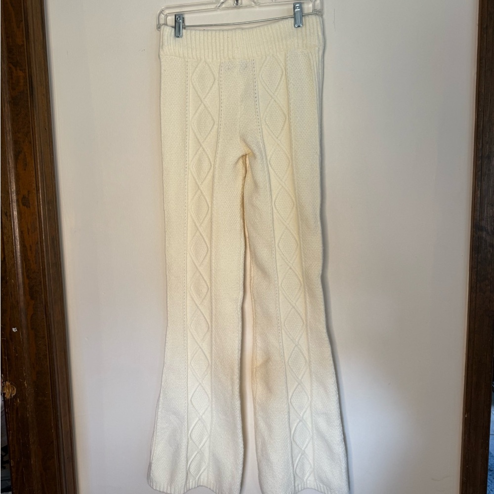 Edikted Cream Knit Flare Pants